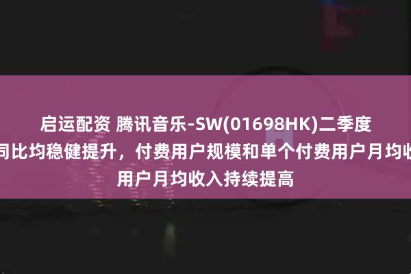 启运配资 腾讯音乐-SW(01698HK)二季度营收和利润同比均稳健提升，付费用户规模和单个付费用户月均收入持续提高